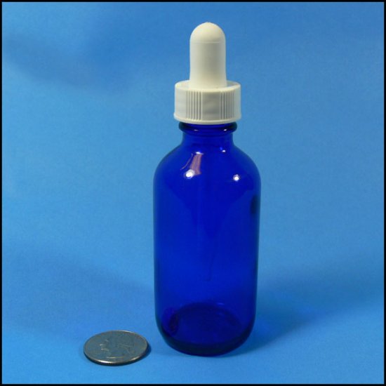 Cobalt Dropper Bottles, 60cc - Click Image to Close