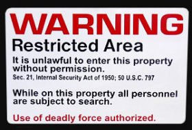 (image for) Area 51 'Restricted Area' Sign