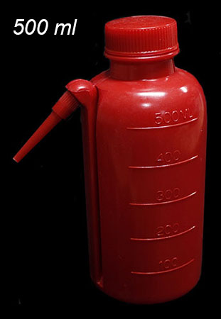 Red Poly Wash Bottle, 500 ml - Click Image to Close