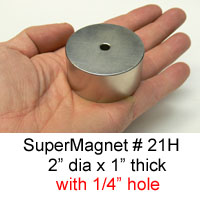 (image for) SuperMagnet # 21H (2" x 1" Disc with 1/4" hole)